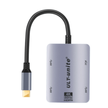 ULT-unite Typec扩展坞USB-C转HDMI转接头4K投屏雷电3转换器笔记本电脑拓展传输 5合1【HDMI+Type-c+USB*2+PD】