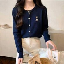 唐狮集团 DESSO 春季女士百搭韩版显瘦小熊针织开衫 多色