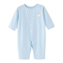 婴儿连体衣服夏季薄款宝宝长袖闭裆哈衣爬服夏装睡衣新生儿空调服
