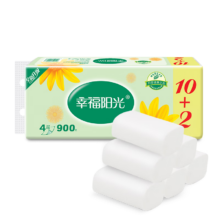 需首购：幸福阳光 舒芽无芯卷纸 4层*900克/提 12卷