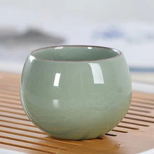 景盏 陶瓷茶杯龙蛋杯太极龙蛋不倒杯冰裂釉开片陶瓷情侣对杯礼品 龙蛋杯-绿色 150ml