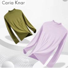 Caria Knar  女纯色打底衫 2件 半高领修身内搭