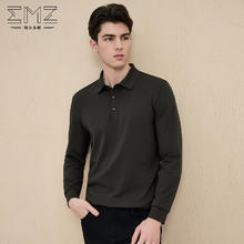 鄂尔多斯 EMZ24秋冬男士男士上衣亲肤保暖翻领长袖POLO衫 深咖 180/96A/XL