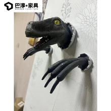 创京懿选 2024新品恐龙雕像墙贴装饰花园树脂摆件破壁龙墙饰迅猛龙 蓝色破壁龙