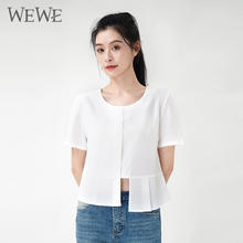 WEWE/唯唯夏季新品女装简约休闲时尚小衫不规则下摆特色精致
