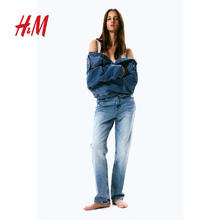H&M HM女装牛仔裤春季时尚舒适简约微弹修身高腰长裤1199187