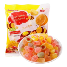 享食兔 俄罗斯风味 小蜜蜂爆浆水果夹心软糖果 混合装500g