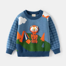 WELLKIDS 新款男童套头衫宝宝毛线衣服韩版蓝色 110