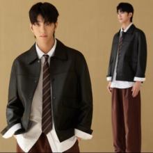 20点：gxg.jeans 男装绵羊皮夹克 黑色