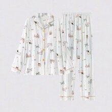 plus会员:宫蝶 长袖可外穿家居服睡衣套装