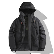 真维斯户外运动 JEANSWEST OUTDOOR 石墨烯工装男潮牌连帽棉服防风防水登山服石墨烯棉衣男 黑色 XL