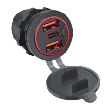 摩托车usb充电车载点烟器改装type-c汽车加装usb快充24V-12V通用