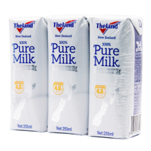 PLUS会员：纽仕兰 4.0g蛋白质 高钙全脂纯牛奶 250ml*3盒*10件