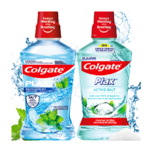 高露洁 进口盐白酷爽清新漱口水500ml*2瓶