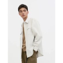 GXG 双色坑条面料宽松外穿式长袖衬衫