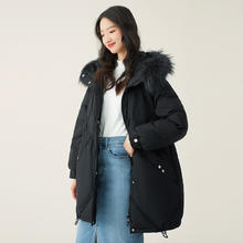 雪中飞 女式羽绒服时尚休闲连帽高品质毛领中长款羽绒服女