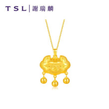 谢瑞麟（TSL）黄金婴儿宝宝吊坠平安如意金锁长命锁足金项坠不含项链YQ802 约4.75克（工费1200元)