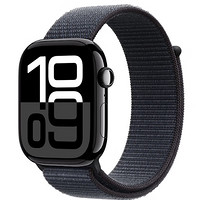 苹果 Apple Watch Series 10 GPS款 智能手表 46mm 亮黑色铝金属表壳 浓墨色回环式运动表带