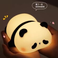 小夜灯硅胶熊猫拍拍灯 充插两用柔光护眼氛围灯 胖达熊猫小夜灯-暖色*2个
