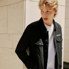 20点：JACK&JONES 杰克·琼斯 春秋新款男装法斗狗上衣翻领棋盘格刺绣牛仔夹克