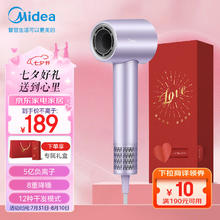 美的 高速吹风机家用吹风筒/大功率负离子护发/大风力速干/ FG208-星光紫