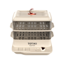 拓几（TOTIKI）电蒸锅多用途锅家用多功能锅电蒸箱蒸煮锅电蒸笼蒸汽锅大容量蒸鱼蒸包子锅早餐机 16.5L 机械款奶油黄双层蒸笼