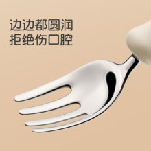 世喜宝宝勺子不锈钢叉勺辅食勺辅食工具儿童餐具自主进食便携 316L不锈钢叉勺（热带橙）