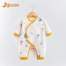 新生婴儿纯棉绑带连体衣家居服