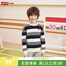 李维斯 Levi's 儿童条纹卫衣童装男童加绒保暖上衣 黑美人 110/52(4)