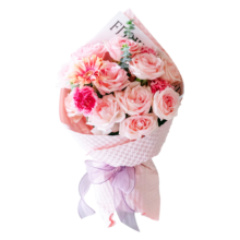 PLUS会员：京东鲜花 11枝粉玫瑰+配花