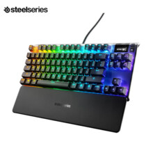 赛睿（SteelSeries）Apex 7 竞技版 有线键盘 电竞游戏机械键盘 80配列84键 OLED屏幕 有腕托 RGB键盘 青轴