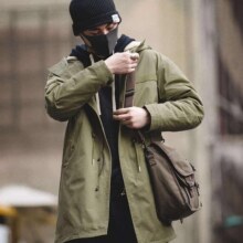 20点：马登 美式复古M51鱼尾风衣大衣派克服棉服中长款棉衣连帽外套男冬季 军绿色 （版型较为宽松）