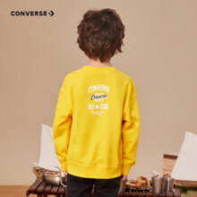 Converse匡威儿童装男童女童卫衣2023秋季新款针织衫长袖t恤大童运动上衣 柠檬铬 120 /60 【建议身高110-116cm】