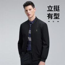 与狼共舞【垂顺易打理】夹克男春秋时尚棒球服休闲外套男士通勤外套 001黑色 L 175/92A