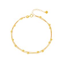 中国黄金 China Gold 转运珠黄金手链女18k金时尚首饰三八妇 双层满天星18K金手链/刻字贺卡