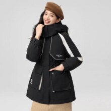 冰洁 羽绒服女时尚派克运动休闲可拆卸帽保暖外套