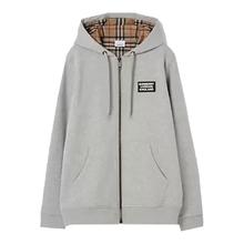 BURBERRY 博柏利 男士灰色棉质拉链连帽夹克