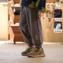 棉花堂 儿童长裤宝宝薄绒针织卫裤春秋新款小童百搭卡通休闲裤子潮