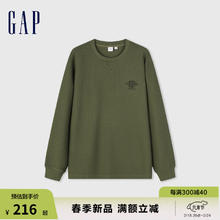 Gap 男女装春季华夫格肌理圆领长袖T恤 417150