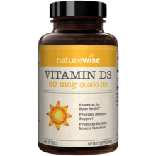 naturewise维生素D3成人2000IU阳光瓶 vd3软胶囊备孕男女青少年补钙360粒/瓶