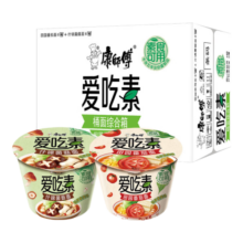 康师傅方便面 爱吃素 田园番茄+什锦蘑菇106g*12 泡面混合口味整箱 素食