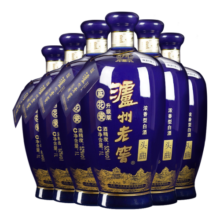 泸州老窖 蓝花瓷头曲 大瓶大容量 浓香型白酒 52度 1000ml 6瓶 年货送礼