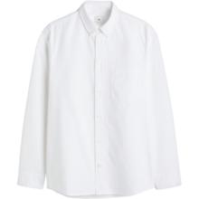 H&M 男装衬衫秋季时尚棉质长袖衬衣男士衬衣休闲穿搭上衣1013956 白色 2XL 185/124 180/124