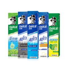 好来（DARLIE）【白鹿推荐】黑人牙膏超白茶倍健家庭装烟牙渍黄牙含氟清新口气 90g*5多支装