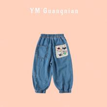 夏款儿童牛仔卡通可爱洋气休闲日系宽松裤子5261080