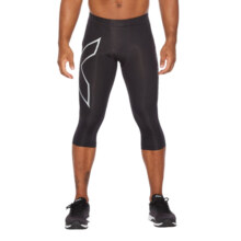2XU Core系列中度压缩裤 男士运动跑步健身训练紧身裤高弹速干七分裤 黑色 M