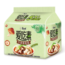 限地区、plus会员：康师傅方便面 爱吃素 什锦蘑菇面100g*5袋 泡面袋装速食 不含五辛素食