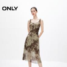 ONLY 夏季 设计感印花长款吊带连衣裙 124261014
