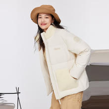 波司登 奥莱女士羽绒服仿羊羔毛拼接时尚短款外套