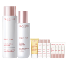 PLUS会员：CLARINS 娇韵诗 美白水乳清爽型套装（柔肤水200ml+乳液75ml+赠洁面乳30ml+水50ml*3+乳液15ml*4+防晒乳2ml+油皮双萃0.9ml*2+限时加赠洁面乳30ml）